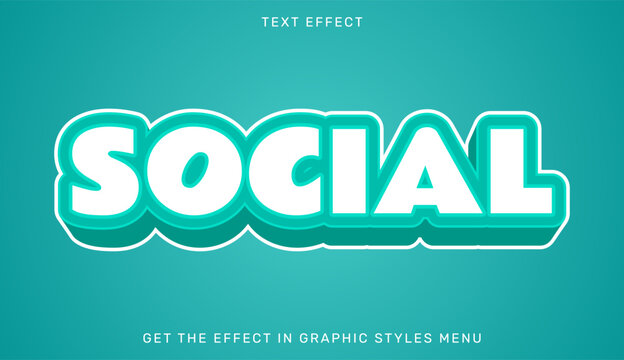 Social editable text effect in 3d style. Suitable for brand or business logo