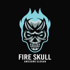 skull fire mascot esport illustration logo