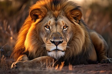 African Marvel: Majestic Lion Posing