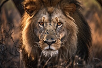 Obraz na płótnie Canvas Heart of the Jungle: A Lion's Prowess