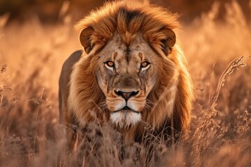 Obraz na płótnie Canvas The Lion's Domain: A Study of Strength