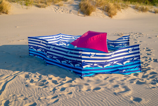 Leisure on the beach, windbreak on the beach