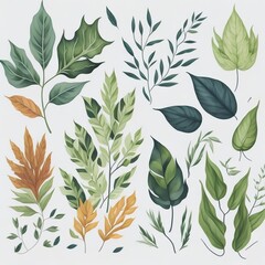 Watercolor leafs collection ,watercolor pattels  use for textile , greeting card ,thankyou card ,postal cardd weeding card 