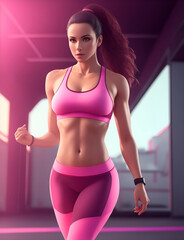 beautiful fitness woman with perfect body in shape wearing sport clothes for the gym training