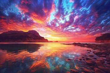Fototapeta na wymiar the most beautiful sunset. AI generative