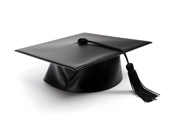 A graduation cap with a tassel isolated on white