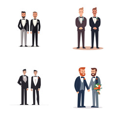 Two man in a suit wedding vector isolated. Pride month