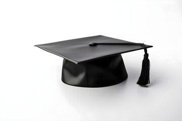 A graduation cap with a tassel isolated on white
