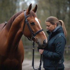 Obraz premium woman with horse