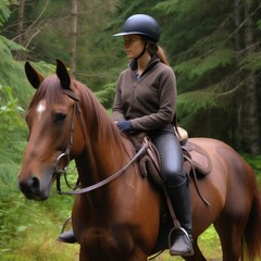 Obraz premium woman riding horse