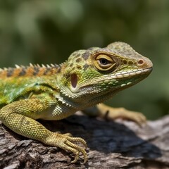 Obraz premium green lizard on a tree