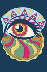 Groovy illustration with eye