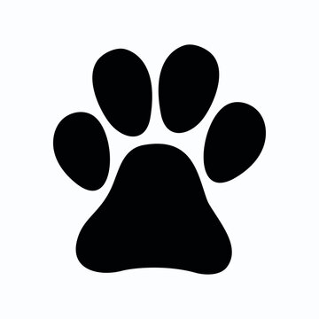 Cat paw print, dog icon. Vector. Paw silhouette on white background