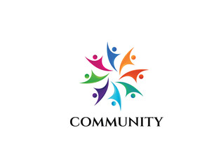 Fototapeta na wymiar Colorful Dynamic Creative Community Logo Design Template