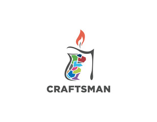 Simple Abstract Colorful Pottery and Candle Logo Design Template