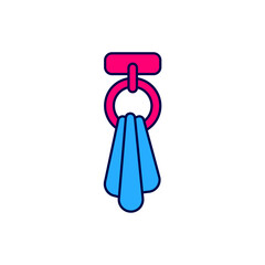 Filled outline Towel on a hanger icon isolated on white background. Bathroom towel icon. Vector
