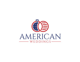 Simple American Wedding Rings Logo Design Template