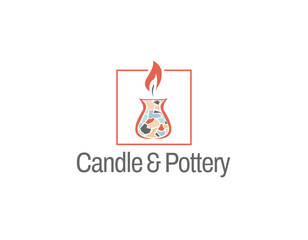Simple Colorful Pottery and Candle Logo Design Template