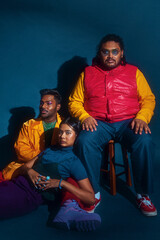 Obraz premium Asian Trio fashion colour-blocked studio portrait