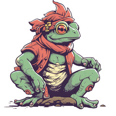 Obraz premium Punk Frog Clipart