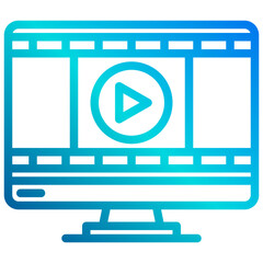 Play media gradient line icon