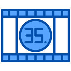 35 mm film blue outline icon