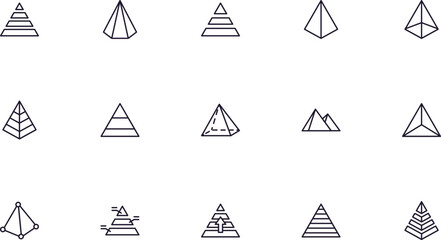 Pyramid concept. Pyramid line icon set. Collection of vector signs in trendy flat style for web sites, internet shops and stores, books and flyers. Premium quality icons isolated on white background