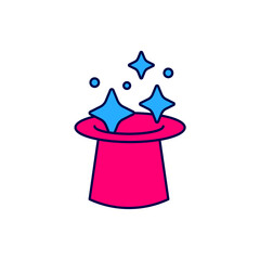 Filled outline Magic hat icon isolated on white background. Magic trick. Mystery entertainment concept. Vector
