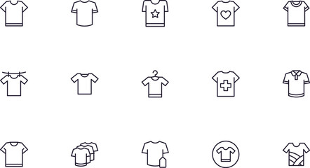 Collection of modern t-shirts outline icons. Set of modern illustrations for mobile apps, web sites, flyers, banners etc isolated on white background. Premium quality signs