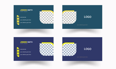 Set of modern business card print templates.Vector creative business card template with triangles,Blue modern creative business card.
