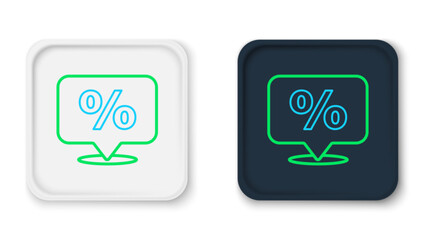 Line Discount percent tag icon isolated on white background. Shopping tag sign. Special offer sign. Discount coupons symbol. Colorful outline concept. Vector