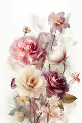 bouquet of roses on a wooden background