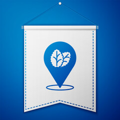 Blue Tobacco leaf icon isolated on blue background. Tobacco leaves. White pennant template. Vector