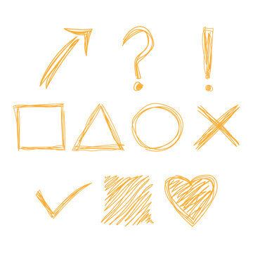 colorful abstract doodle scrible drawing set