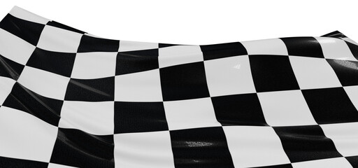Obraz premium Wavy racing checkered flag with diagonal folds. Realistic 3d render