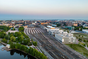 Obraz premium Summer cityscape from drone, Helsinki, Finland