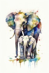 Obraz premium elephant family on the beach