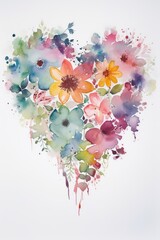 watercolor heart with flowers