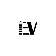 Initial logo letters EV. EV car icon isolated on white background