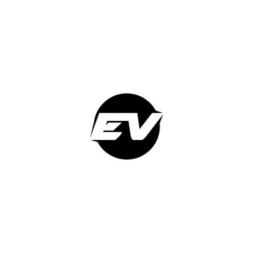 Initial logo letters EV. EV car icon isolated on white background