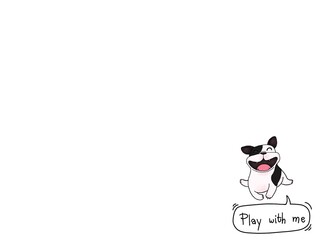 Hand drawn illustrations Cartoon style of French Bulldog breed and calligraphy on white background. Digital painting design for Wallpaper, Print, Card, Cover, Banner, Logo and Web design.