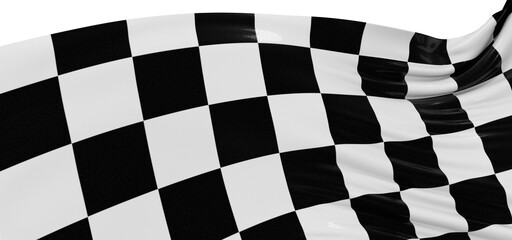 Obraz premium Wavy racing checkered flag with diagonal folds. Realistic 3d render