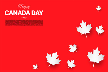 Obraz na płótnie Canvas Happy Canada Day background design with red maple leaf. vector illustration for greeting card, decoration and covering