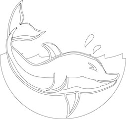 Fototapeta premium Cartoon Dolphin Vector Graphic