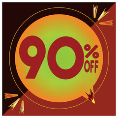 Percent off. Discount for big sales. Yellow ballon on a red background numbers