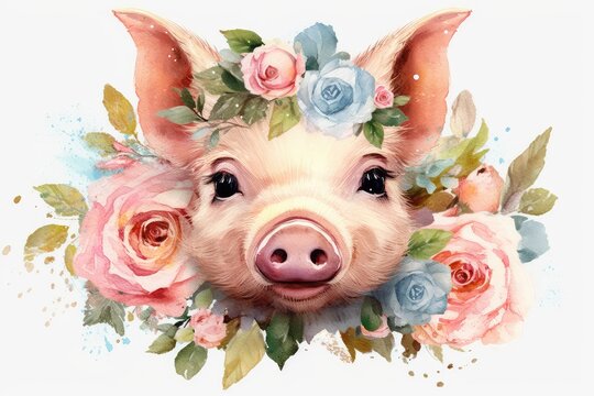 pig with a flower