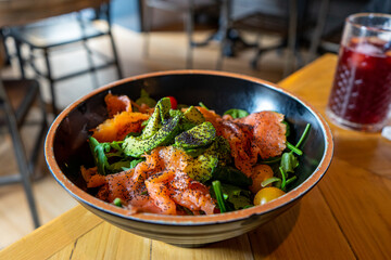 Salad with salmon and avocado