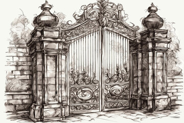 wrought iron gate with wrought iron