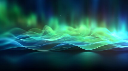 Wave lines curve with green blue illustration for background template. Ai generative 