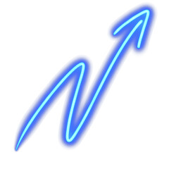 Outline blue neon arrow growth icon